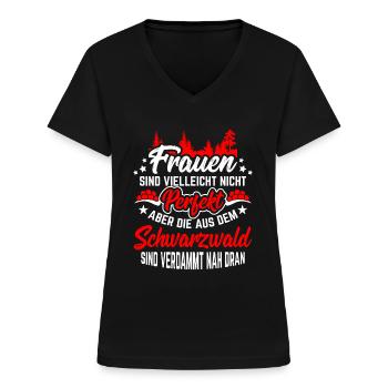 Schwarzwald Black Forest - Frauen-T-Shirt mit V-Ausschnitt - Schwarz - Vorne - Lela (165cm)