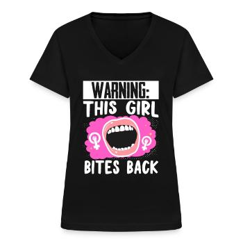 Feminist Womens Rights Female - Frauen-T-Shirt mit V-Ausschnitt - Schwarz - Vorne - Lela (165cm)