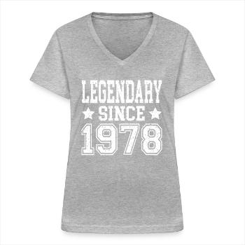Legendary since 1978 - Women's V-neck T-shirt - sports grey - Front - Lela (165cm)