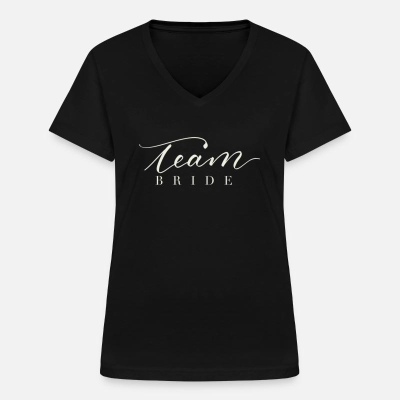 Team Bride - Frauen-T-Shirt mit V-Ausschnitt - Schwarz