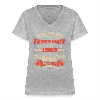 Legends were born in February 2025 | gift - Women's V-neck T-shirt - sports grey - Front - Lela (165cm)