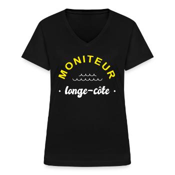 moniteur longe cote coach longe-côte - T-shirt col V Femme - noir - Devant - Lela (165cm)