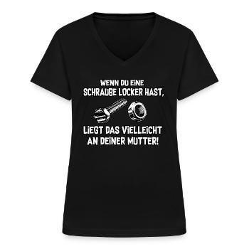 Schraube locker - Frauen-T-Shirt mit V-Ausschnitt - Schwarz - Vorne - Lela (165cm)