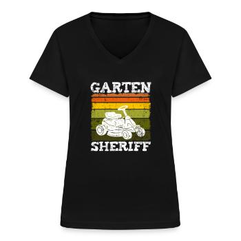 Garten Opa Papa Rasenmäher Rasentraktor Geschenk - Frauen-T-Shirt mit V-Ausschnitt - Schwarz - Vorne - Lela (165cm)