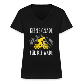 KEINE GNADE FÜR DIE WADE - Fahrrad Tour MTB Berge - Frauen-T-Shirt mit V-Ausschnitt - Schwarz - Vorne - Lela (165cm)