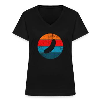 Gurke Gewürzgurke Kreis Retro Geschenk - Frauen-T-Shirt mit V-Ausschnitt - Schwarz - Vorne - Lela (165cm)