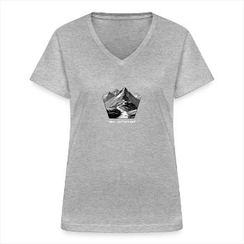 Abenteuer Bergweg suchen - Frauen-T-Shirt mit V-Ausschnitt - Grau meliert - Vorne - Lela (165cm)