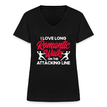 Dodgeball Spieler Geschenk Ballspiele Dodgeball - Frauen-T-Shirt mit V-Ausschnitt - Schwarz - Vorne - Lela (165cm)