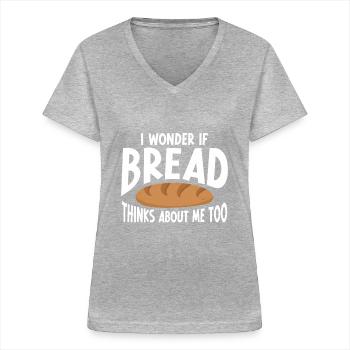 Brotbacken Bäckerei Bäcker - Frauen-T-Shirt mit V-Ausschnitt - Grau meliert - Vorne - Lela (165cm)