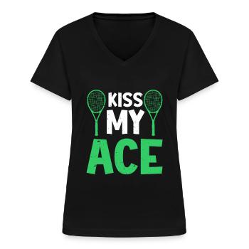 Joueur de tennis - T-shirt col V Femme - noir - Devant - Lela (165cm)