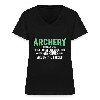 Bogenschießen Archery - Frauen-T-Shirt mit V-Ausschnitt - Schwarz - Vorne - Lela (165cm)