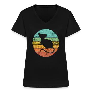 rat - Women's V-neck T-shirt - black - Front - Lela (165cm)