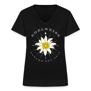 Edelweiss Windrose - Frauen-T-Shirt mit V-Ausschnitt - Schwarz - Vorne - Lela (165cm)