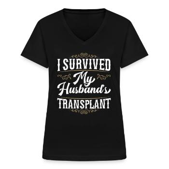 Transplantation Überlebt Organspende Organspender - Frauen-T-Shirt mit V-Ausschnitt - Schwarz - Vorne - Lela (165cm)