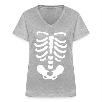 Skeleton - Women's V-neck T-shirt - sports grey - Front - Lela (165cm)