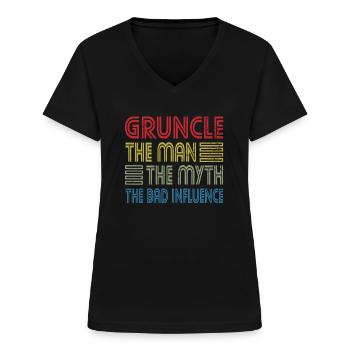 Gruncle The Man The Myth The Bad Influence Onkel - Frauen-T-Shirt mit V-Ausschnitt - Schwarz - Vorne - Lela (165cm)