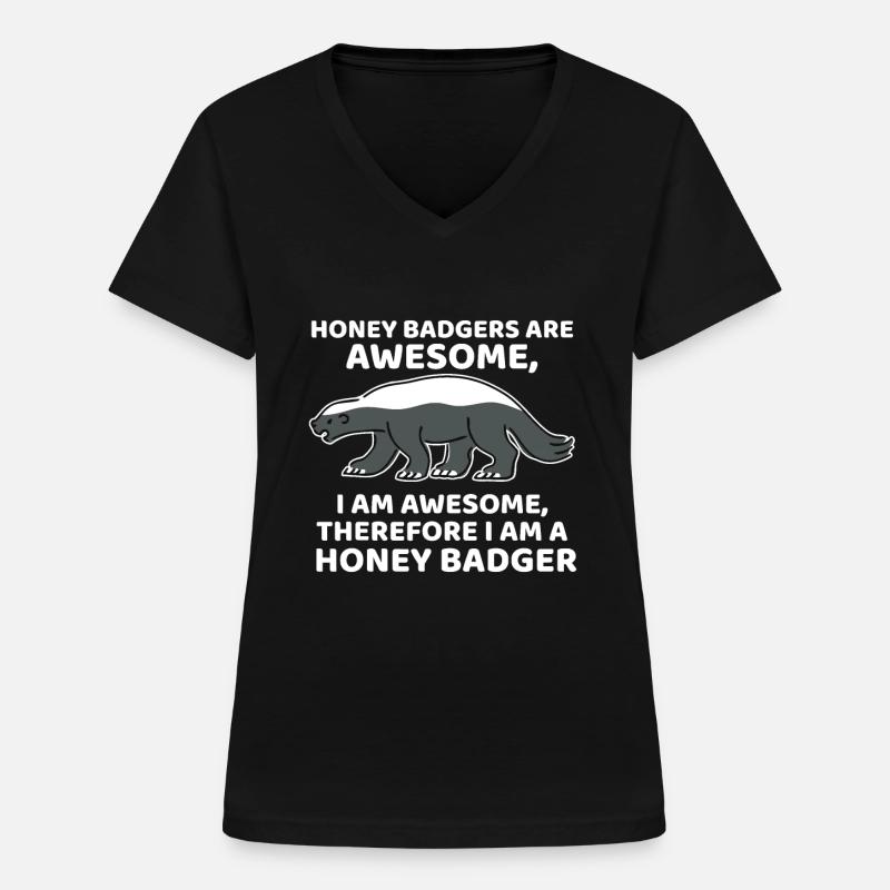 Ich bin ein Honigdachs - Frauen-T-Shirt mit V-Ausschnitt - Schwarz