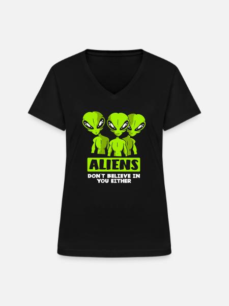 Alien Aliens - Frauen-T-Shirt mit V-Ausschnitt - Schwarz