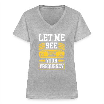 Radio Moderator - Let Me See Your Frequency - Frauen-T-Shirt mit V-Ausschnitt - Grau meliert - Vorne - Lela (165cm)