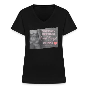 Böse Jungs - Frauen-T-Shirt mit V-Ausschnitt - Schwarz - Vorne - Lela (165cm)