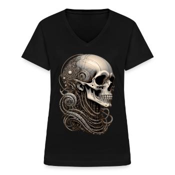 Skull - Frauen-T-Shirt mit V-Ausschnitt - Schwarz - Vorne - Lela (165cm)