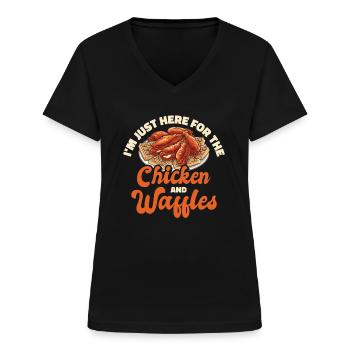Chicken Und Waffeln - Frauen-T-Shirt mit V-Ausschnitt - Schwarz - Vorne - Lela (165cm)