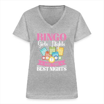 Bingo Card Perfect for Game Nights Women - Women's V-neck T-shirt - sports grey - Front - Lela (165cm)