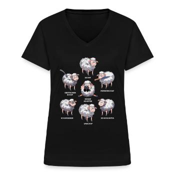 Lustige Schafe Tiere Schaf Sprüche - Frauen-T-Shirt mit V-Ausschnitt - Schwarz - Vorne - Lela (165cm)