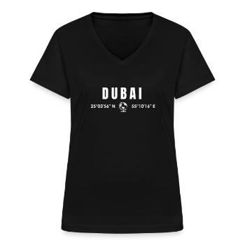 Stadt Koordinaten - Frauen-T-Shirt mit V-Ausschnitt - Schwarz - Vorne - Lela (165cm)
