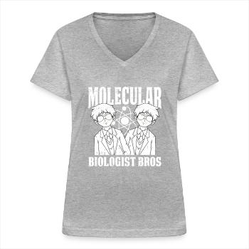 Biologiste Biologie Frères Biologiste moléculaire - T-shirt col V Femme - gris chiné - Devant - Lela (165cm)
