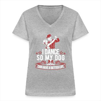 Dance teacher dog - Women's V-neck T-shirt - sports grey - Front - Lela (165cm)