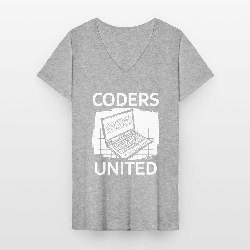 Programmeur Codeur développeur T-shirt col V Femme