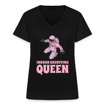 Indoor Skydiving Königin - Frauen-T-Shirt mit V-Ausschnitt - Schwarz - Vorne - Lela (165cm)