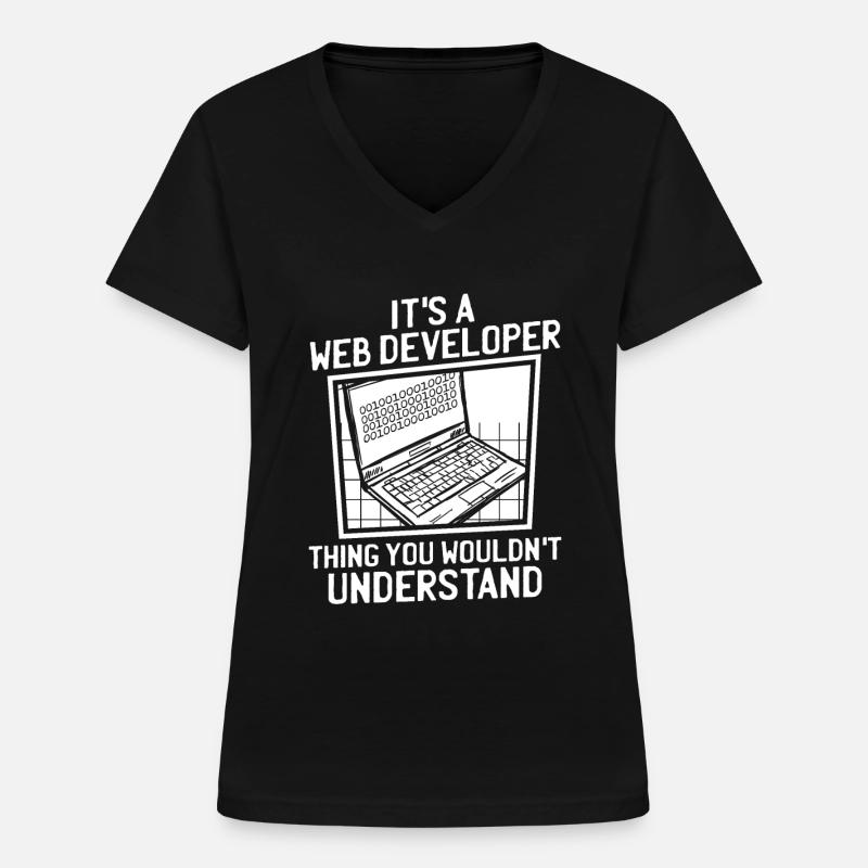 Web Entwickler Webdeveloper - Frauen-T-Shirt mit V-Ausschnitt - Schwarz