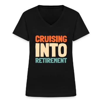 Crucero - Camiseta de mujer con cuello de pico - negro - delante - Lela (165cm)