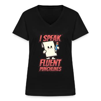 Dessinateur - T-shirt col V Femme - noir - Devant - Lela (165cm)