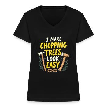 Wood chippers, forestry workers, lumberjacks - Women's V-neck T-shirt - black - Front - Lela (165cm)