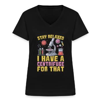 Biochimiste - T-shirt col V Femme - noir - Devant - Lela (165cm)