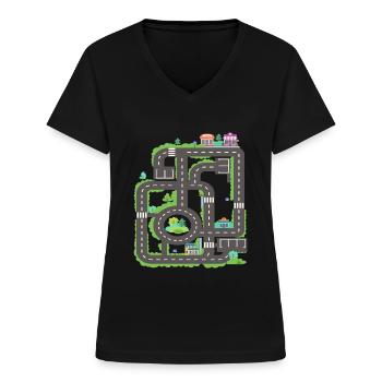 Spielteppich Spielmatte Massage - Frauen-T-Shirt mit V-Ausschnitt - Schwarz - Vorne - Lela (165cm)
