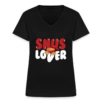 Snus Lover Tobacco Nicotine - Women's V-neck T-shirt - black - Front - Lela (165cm)