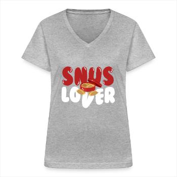 Snus Lover Tobacco Nicotine - Women's V-neck T-shirt - sports grey - Front - Lela (165cm)