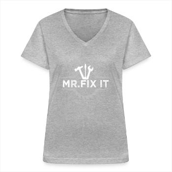 Mr. Fix It Handyman DIY - Women's V-neck T-shirt - sports grey - Front - Lela (165cm)