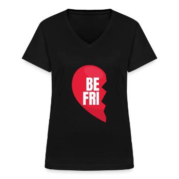 Best Friend Heart Links Friendship - Women's V-neck T-shirt - black - Front - Lela (165cm)