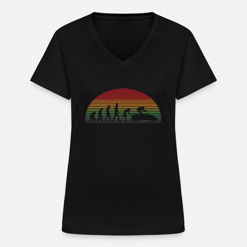 Bobsleigh Retro Bob Ice Sled - Women's V-neck T-shirt - black