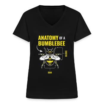 Antatomy Of A Bumblebee Hummel Bienen - Frauen-T-Shirt mit V-Ausschnitt - Schwarz - Vorne - Lela (165cm)