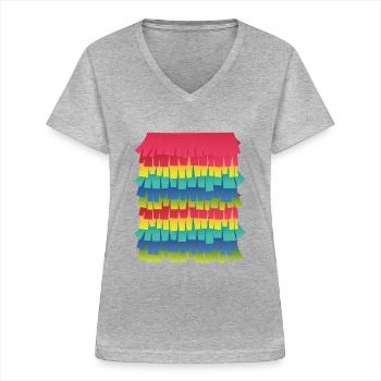 Kinder Pinata Kostüm Geburtstag - Frauen-T-Shirt mit V-Ausschnitt - Grau meliert - Vorne - Lela (165cm)