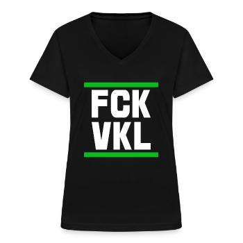 Gegen Vokale FCK VKL Spruch Zitat - Frauen-T-Shirt mit V-Ausschnitt - Schwarz - Vorne - Lela (165cm)