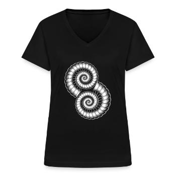 Ammoniten Fossilien Urzeit - Frauen-T-Shirt mit V-Ausschnitt - Schwarz - Vorne - Lela (165cm)