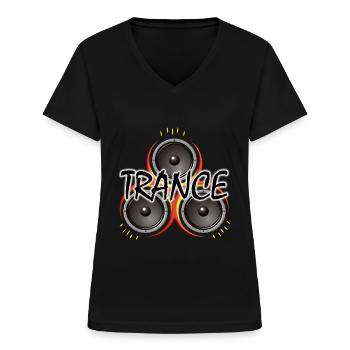 Trance mit Lautsprecher - Elektronische Musik - Frauen-T-Shirt mit V-Ausschnitt - Schwarz - Vorne - Lela (165cm)