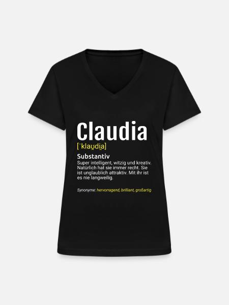 Claudia Name Definition - Frauen-T-Shirt mit V-Ausschnitt - Schwarz